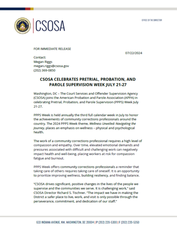 CSOSA Celebrates PPPS Week News Release 2024 page 1